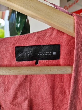 Vestido Midi Zara Coral Talla L