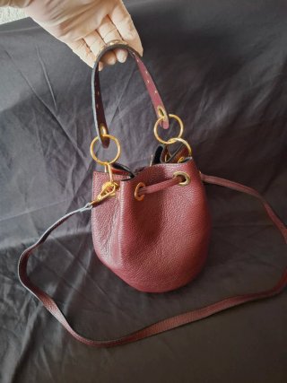 Bolso cuero Dolores Promesas Beige/Rojo