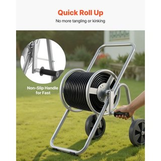 Carrello per Tubo Flessibile, Capacità per 175 piedi di Tubo da 5/8'' (Tubo Non Incluso), Carrello per Tubi da Giardino Strumenti Mobili con Ruote, Acciaio Rivestimento a Polvere di Alta Qualità