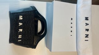 Bolso Marni Rafia Micro Bordado Negro