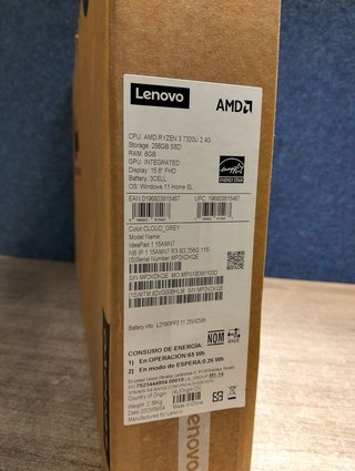 Portátil LENOVO Ryzen 3 IdeaPad IP1 15AMN7 de 15,6" y 256 GB