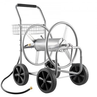 Carrello per Tubo Flessibile, Supporta Fino a 250 Piedi di Tubo da 5/8'', Carrello per Tubi da Giardino, Strumenti Mobili con 4 Ruote, Acciaio Rivestimento in Polvere ad Alta Resistenza per Piant...