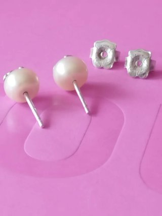 Pendientes perla  plata