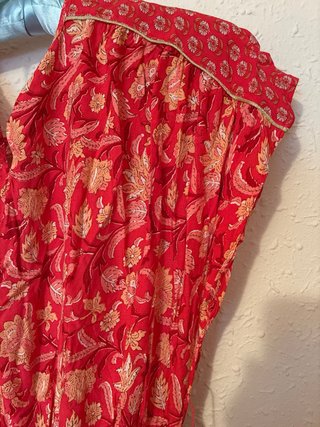 Vestido largo estampado rojo coral, rojo,