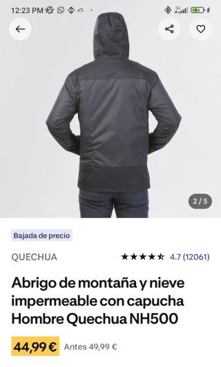 Cazadora Chaqueta abrigo de montaña Quechua NH500