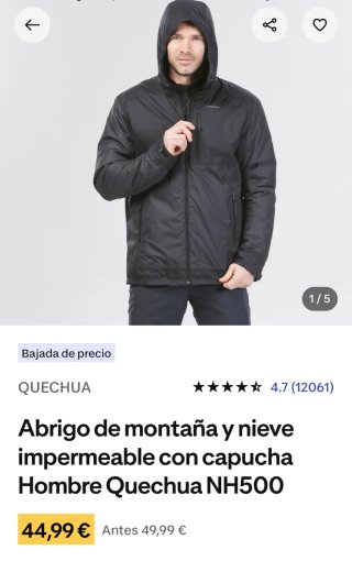 Cazadora Chaqueta abrigo de montaña Quechua NH500