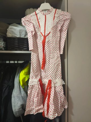 Vestido de flamenca blanco y rojo