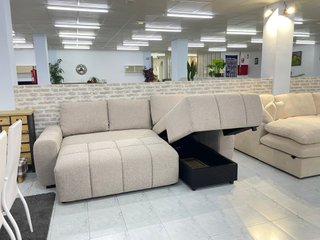 Sofá Cama Beige Tela con almacenaje - Envio gratis