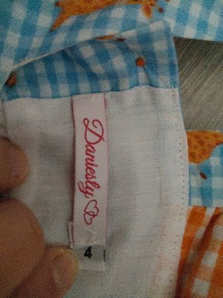 Vestido niña cuadros jirafas naranja
