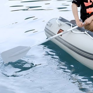 Bote Inflable, Bote Deportivo de Transom para 4 Personas, con Suelo de Madera Marina y Banco de Aluminio Ajustable, Bote Inflable de Pesca de 1000 lbs, Remos de Aluminio, Bomba de Aire y Bolsa de ...