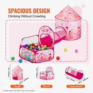 Tienda de Juego 3 en 1 para Niños con Túnel para Niñas, Príncipes, Niños, Bebés y Niños Pequeños, Casa de Juego Plegable para Interior/Exterior con Bolsa de Transporte y Correas de Sujeción como R...
