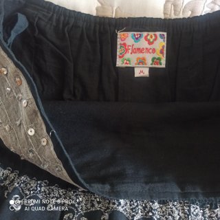 Falda midi Flamenco negra y plata