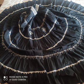 Falda midi Flamenco negra y plata