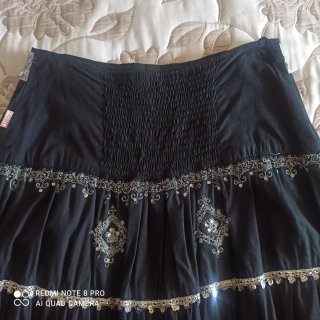Falda midi Flamenco negra y plata