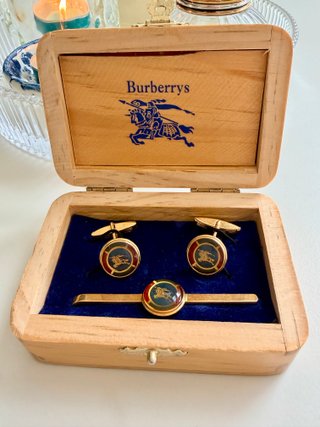 Gemelos y pasador Burberrys vintage caja