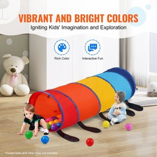 Túnel de Juego para Niños, Colorido Túnel de Arrastre en Forma de Oruga para Bebés o Mascotas, Regalo Colapsable para Niños y Niñas, Túnel de Juego Interior y Exterior, Multicolor
