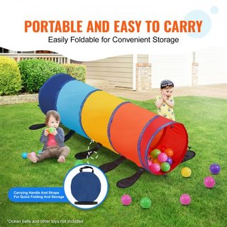 Túnel de Juego para Niños, Colorido Túnel de Arrastre en Forma de Oruga para Bebés o Mascotas, Regalo Colapsable para Niños y Niñas, Túnel de Juego Interior y Exterior, Multicolor