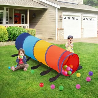 Túnel de Juego para Niños, Colorido Túnel de Arrastre en Forma de Oruga para Bebés o Mascotas, Regalo Colapsable para Niños y Niñas, Túnel de Juego Interior y Exterior, Multicolor