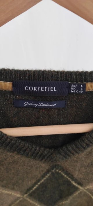 Jersey Cortefiel rombos verde y marrón Talla L
