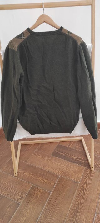 Jersey Cortefiel rombos verde y marrón Talla L