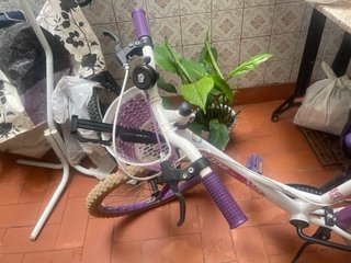 Bicicleta niña 16 morada y blanca