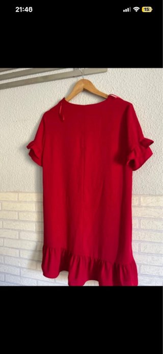 Vestido Zara rojo volantes talla M
