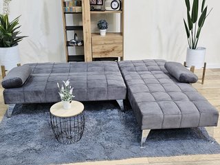 Sofá Chaiselongue Gris Terciopelo