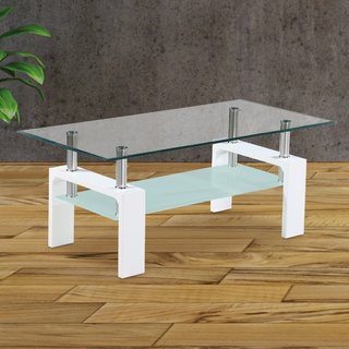 Mesa centro cristal y madera