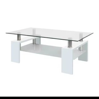 Mesa centro cristal y madera