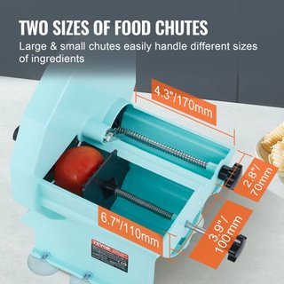 Cortadora Manual de Verduras y Frutas, Ajustable de 0-0.5"/0-12mm, Máquina Cortadora Comercial, Puertos de Doble Alimentación, Cuchilla de Acero Inoxidable para Cortar Verduras como Pepino, Limón,...