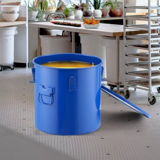 Cubo de Grasa para Freír, Caddy de Desecho de Aceite de 10 Galones, Cubo de Aceite para Freír de Acero Carbono con Recubrimiento a Prueba de Óxido, Contenedor de Transporte de Aceite con Tapa, Cli...