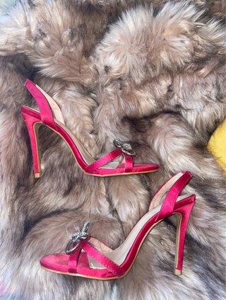 Tacones Diva Rosa Fucsia con Lazo Brillante