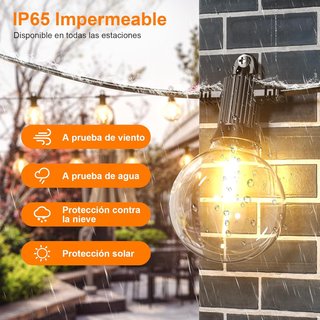 Kawaya 30.5m Luci LED da Giardino 50 Lampadine