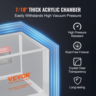 Cámara de Vacío de 7.6L, Cámara de Degasificación de Acrílico Multipropósito Mejorada, Cámara de Vacío Transparente, para Degasificación de Resina, Degasificación de Gel de Sílice, Degasificación ...