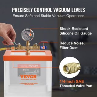 Cámara de Vacío de 7.6L, Cámara de Degasificación de Acrílico Multipropósito Mejorada, Cámara de Vacío Transparente, para Degasificación de Resina, Degasificación de Gel de Sílice, Degasificación ...