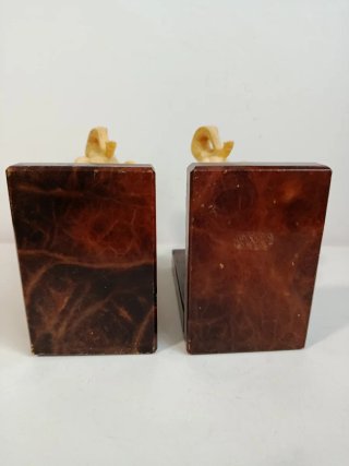 Ferma libri, elefanti in marmo vintage