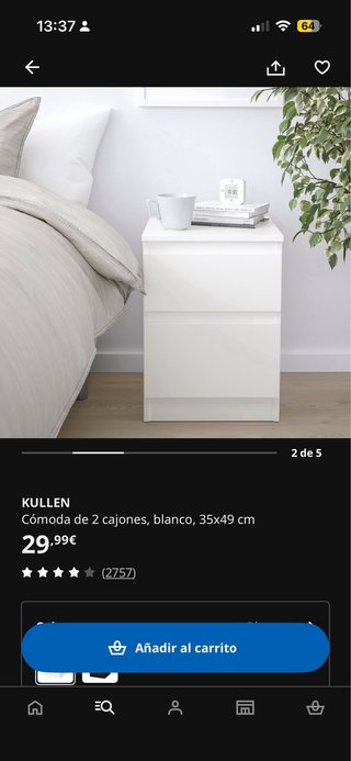 Cómoda 2 cajones Ikea Kullen beige
