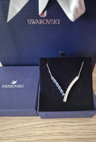 Collar Swarovski Azul y Plateado Matrix