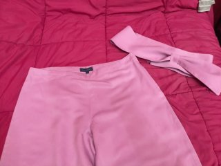 Pantalones elegantes rosa y rojo