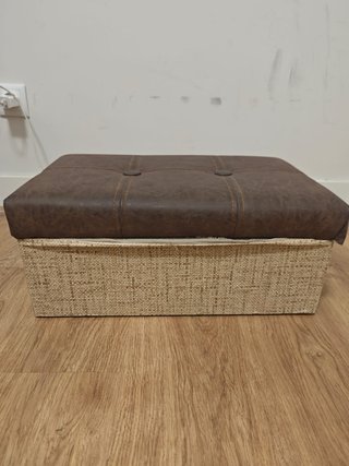 Conjunto de 2 baúles de yute y piel