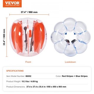Bolas Inflables de Choque 2-Pack, Bolas Zorb de Cuerpo de 3FT/0.9M para Niños y Adolescentes, Bolas de Burbuja Humana de PVC Duradero para Juegos en Equipo al Aire Libre, Juguetes de Choque para P...