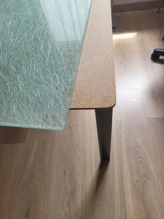 Mesa de cristal y metal de acero inoxidable