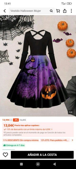 Vestido Halloween Mujer Talla XL