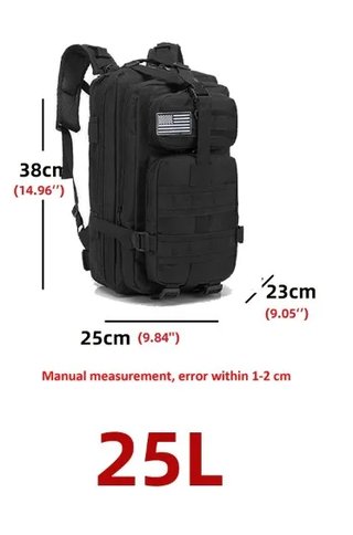 MOCHILA 25L BOLSA DEPORTE CAZA PESCA ACAMPADA MILI