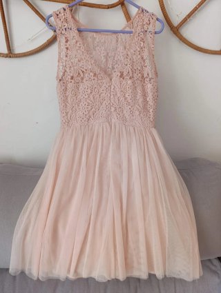 Vestido rosa tul mujer