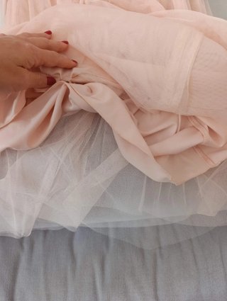 Vestido rosa tul mujer
