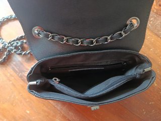Bolso Piel Pelo Rojo y Negro