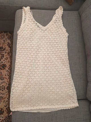 Vestido de encaje beige/blanco