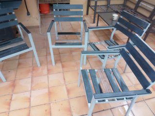 4 Sillas de Jardín Metal/Madera