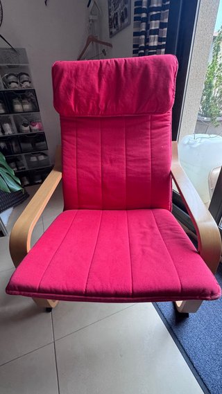 Sillón relax madera rojo tipo Poäng